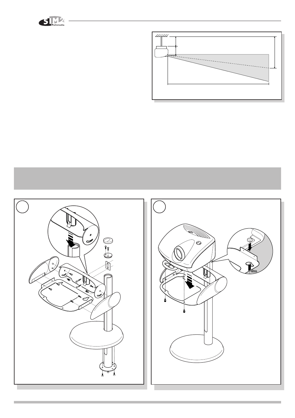 Floor installation, Installazione del proiettore a pavimento | Sim2 Multimedia HT 200 User Manual | Page 3 / 4