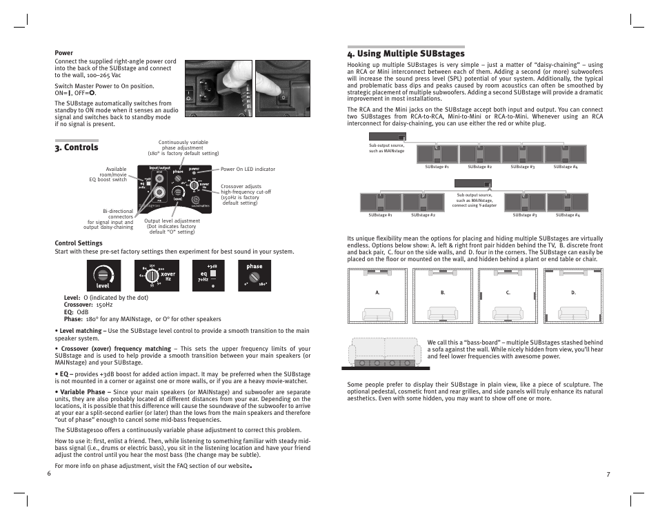 Controls, Using multiple substages | Soundmatters system User Manual | Page 6 / 6