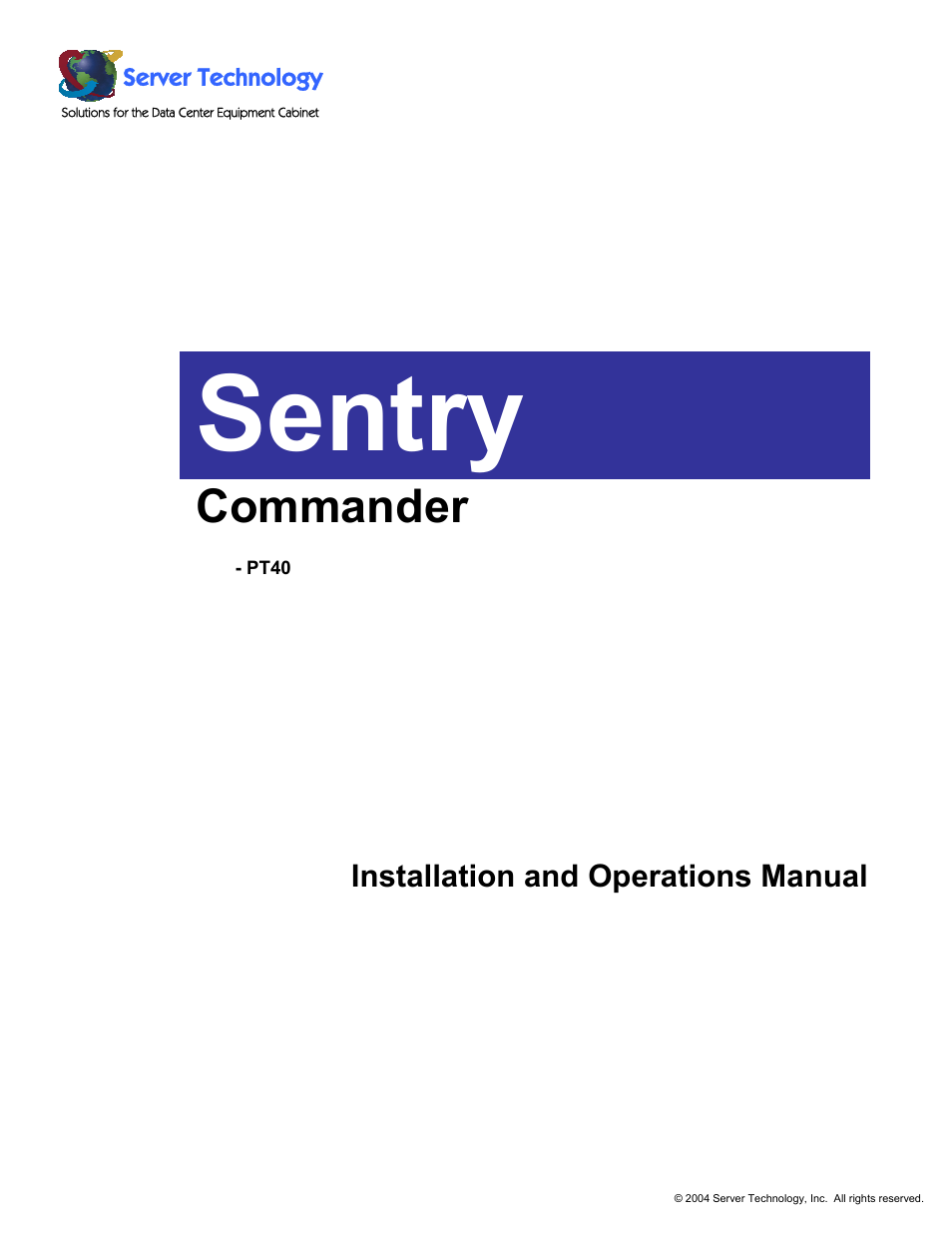 Sentry Industries PT40 User Manual | 64 pages