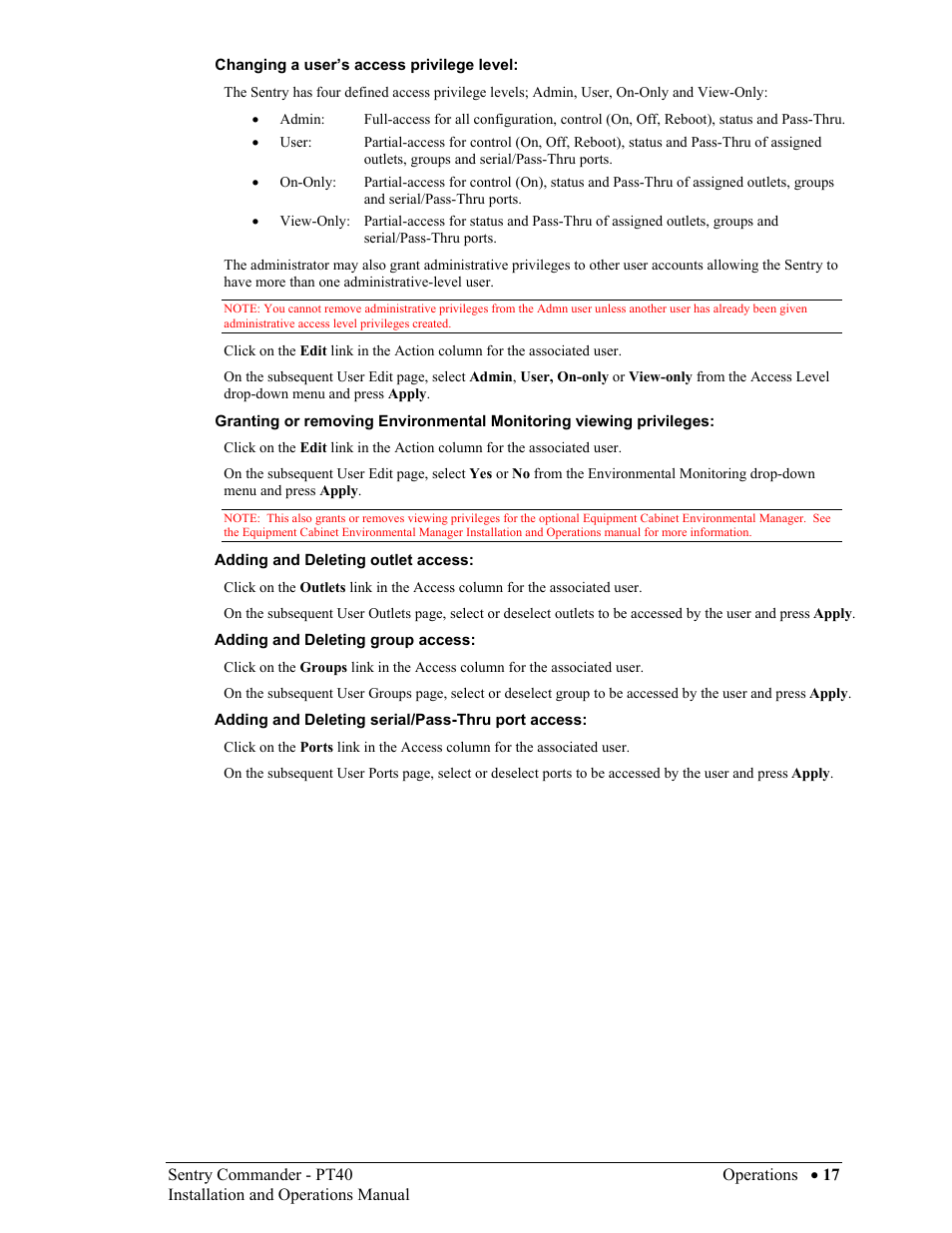Sentry Industries PT40 User Manual | Page 21 / 64