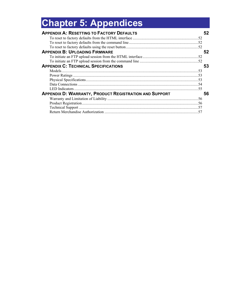 Appendices, Hapter, Ppendices | Chapter 5: appendices | Sentry Industries PT40 User Manual | Page 55 / 64
