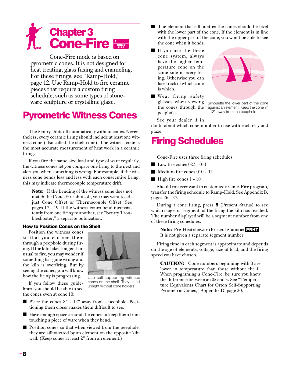 Cone-fire, Chapter 3, Pyrometric witness cones | Firing schedules | Sentry Industries Sentry 2.0 User Manual | Page 8 / 32