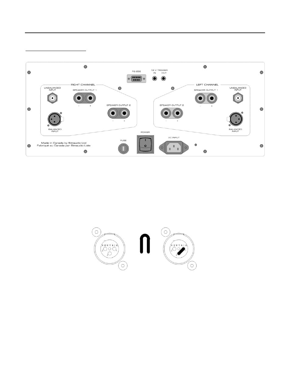 Rear panel layout | Simaudio W-8 User Manual | Page 7 / 11