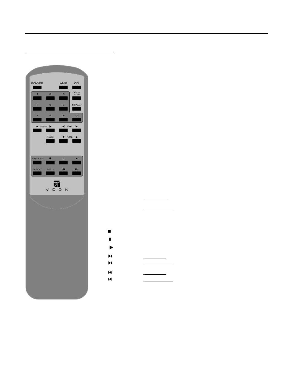 Remote control operation | Simaudio MOON CD-1 User Manual | Page 10 / 12