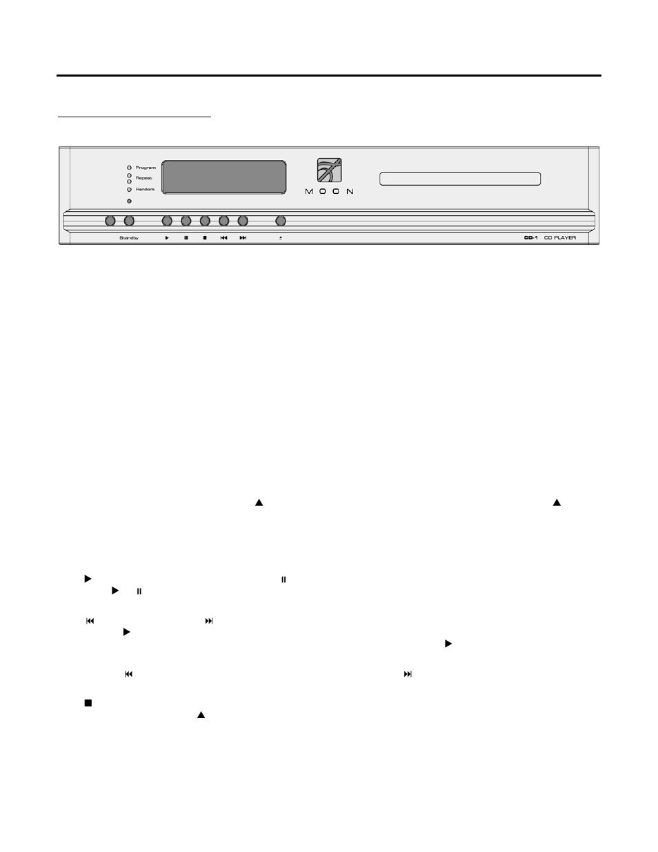 Front panel controls | Simaudio MOON CD-1 User Manual | Page 7 / 12