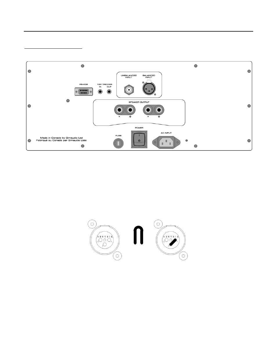 Rear panel layout | Simaudio W-7m User Manual | Page 7 / 10