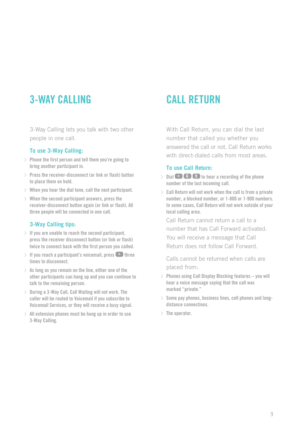 Way calling call return | Shaw digital Phone User Manual | Page 11 / 20