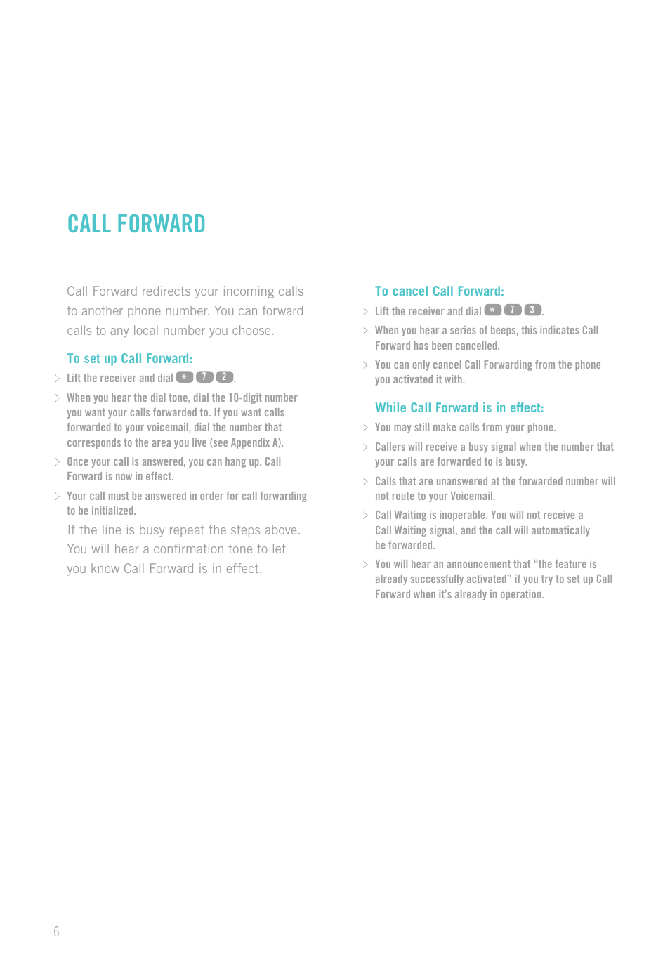 Call forward | Shaw digital Phone User Manual | Page 8 / 20