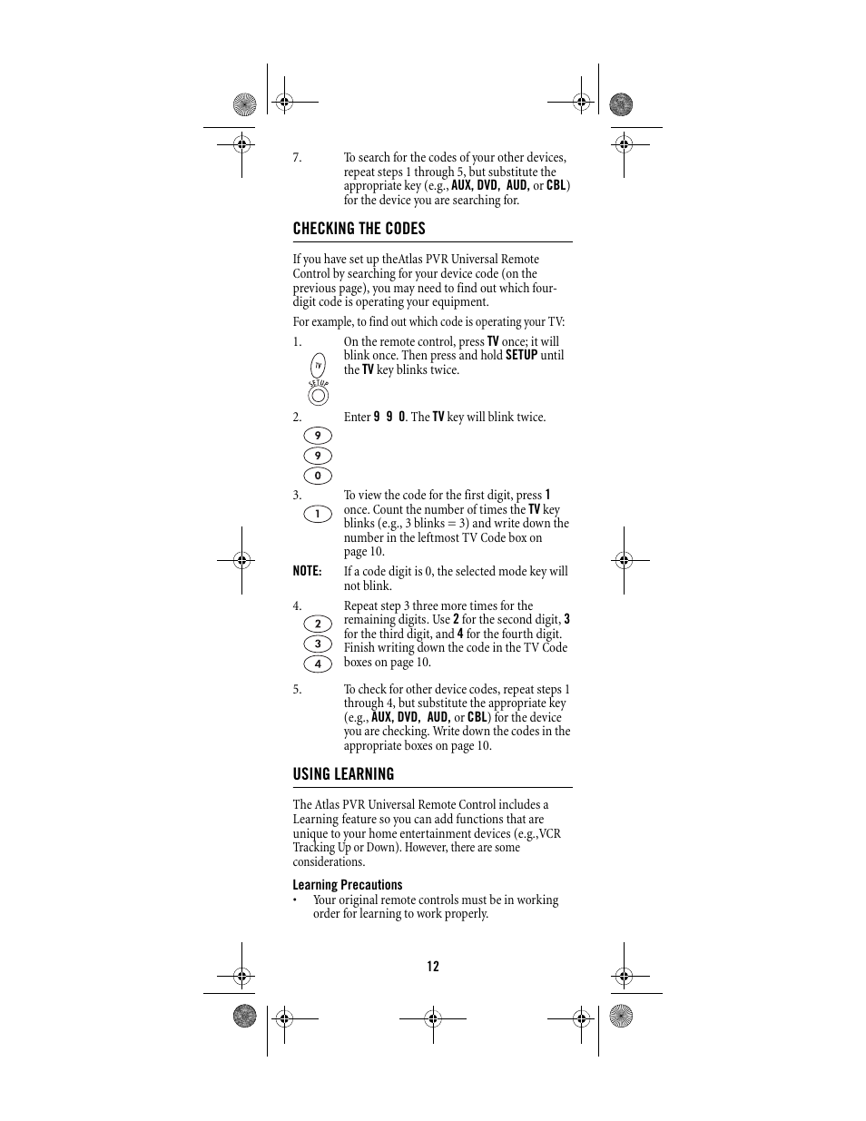 Shaw ATLAS PVR Universal Remote Control User Manual | Page 12 / 44