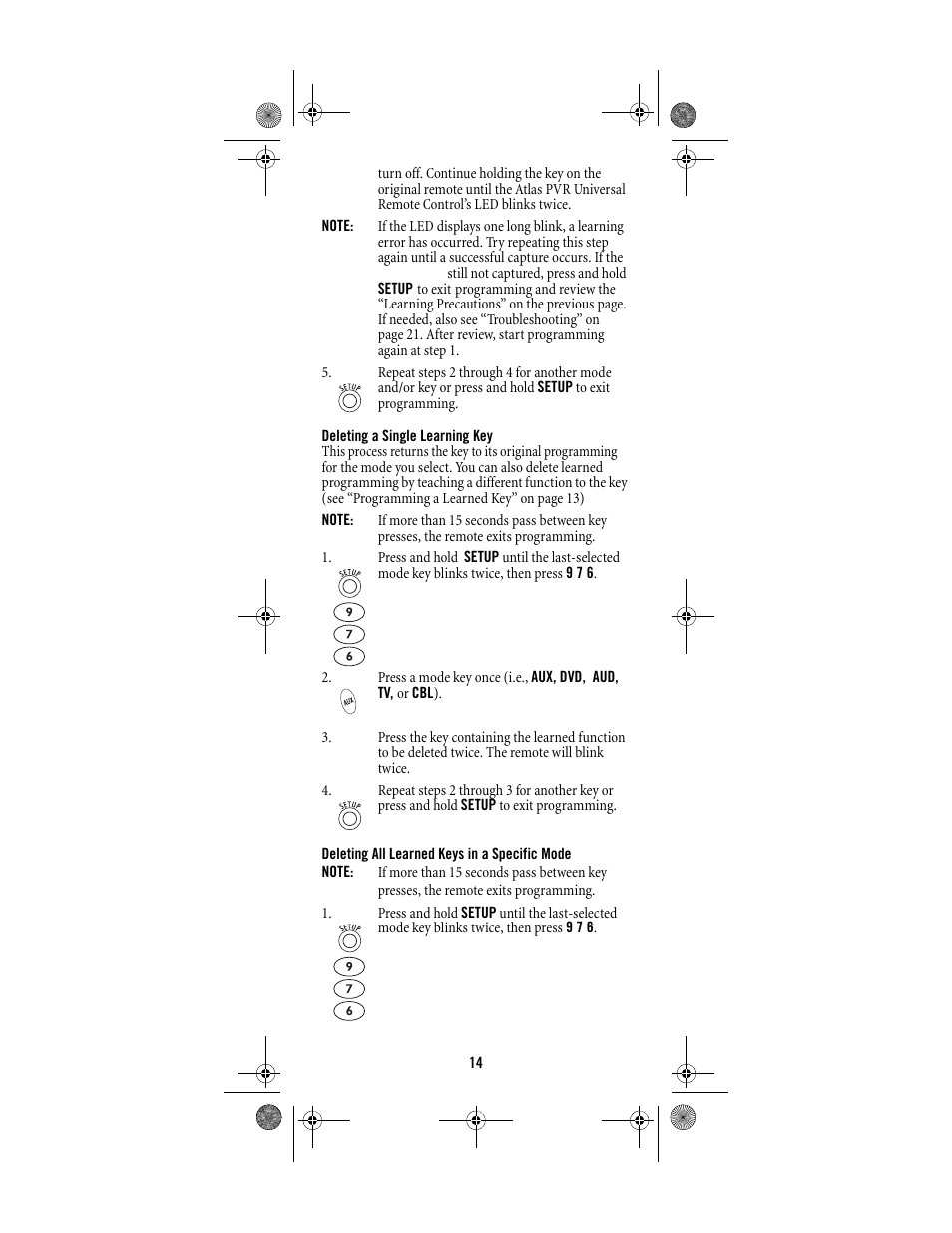 Shaw ATLAS PVR Universal Remote Control User Manual | Page 14 / 44