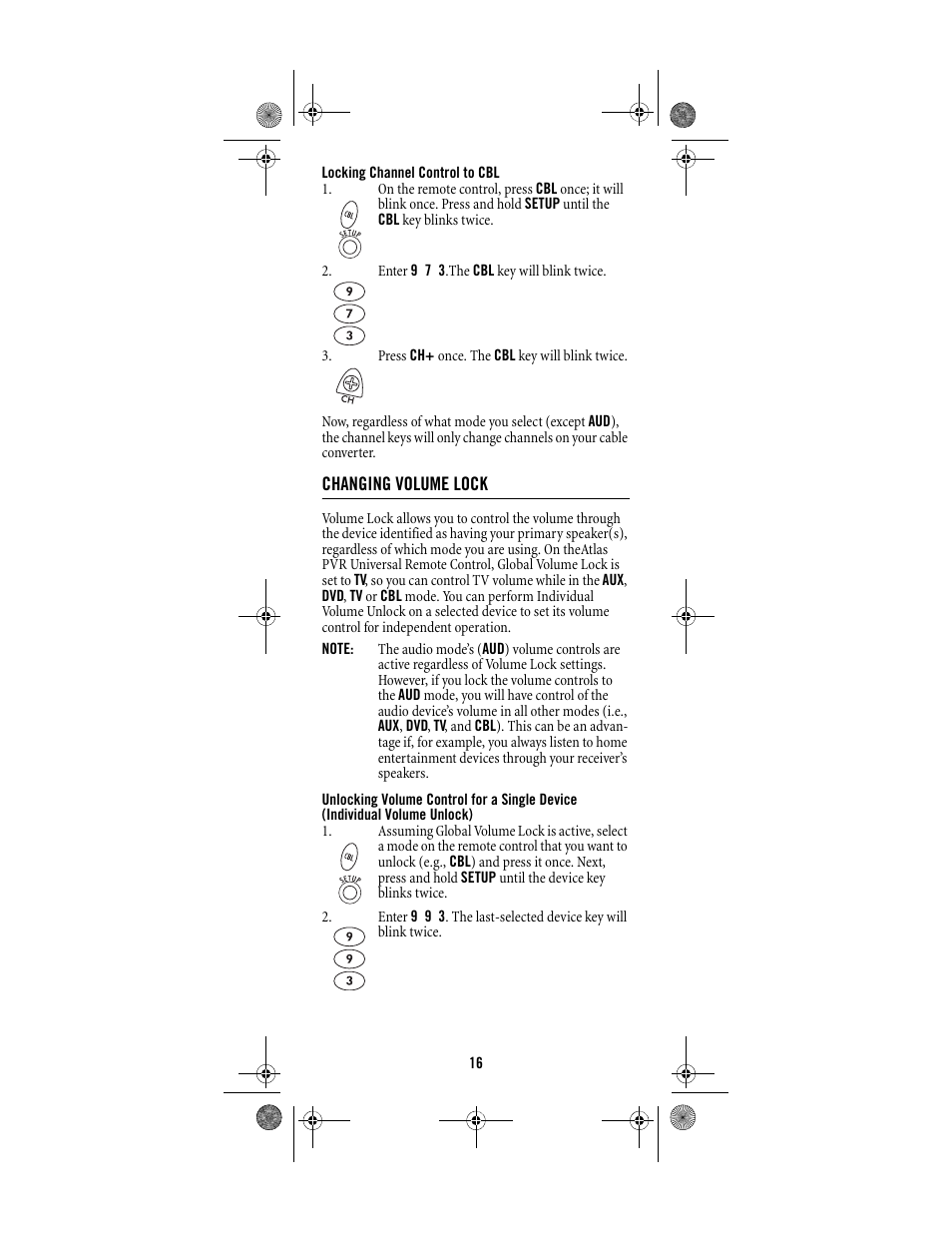 Shaw ATLAS PVR Universal Remote Control User Manual | Page 16 / 44