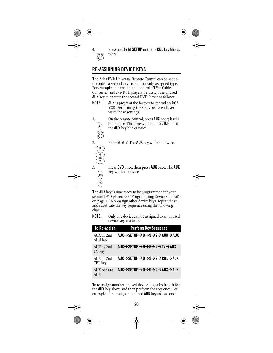 Shaw ATLAS PVR Universal Remote Control User Manual | Page 20 / 44