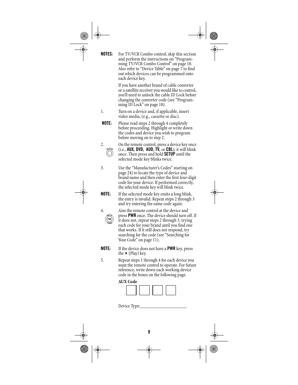 Shaw ATLAS PVR Universal Remote Control User Manual | Page 9 / 44