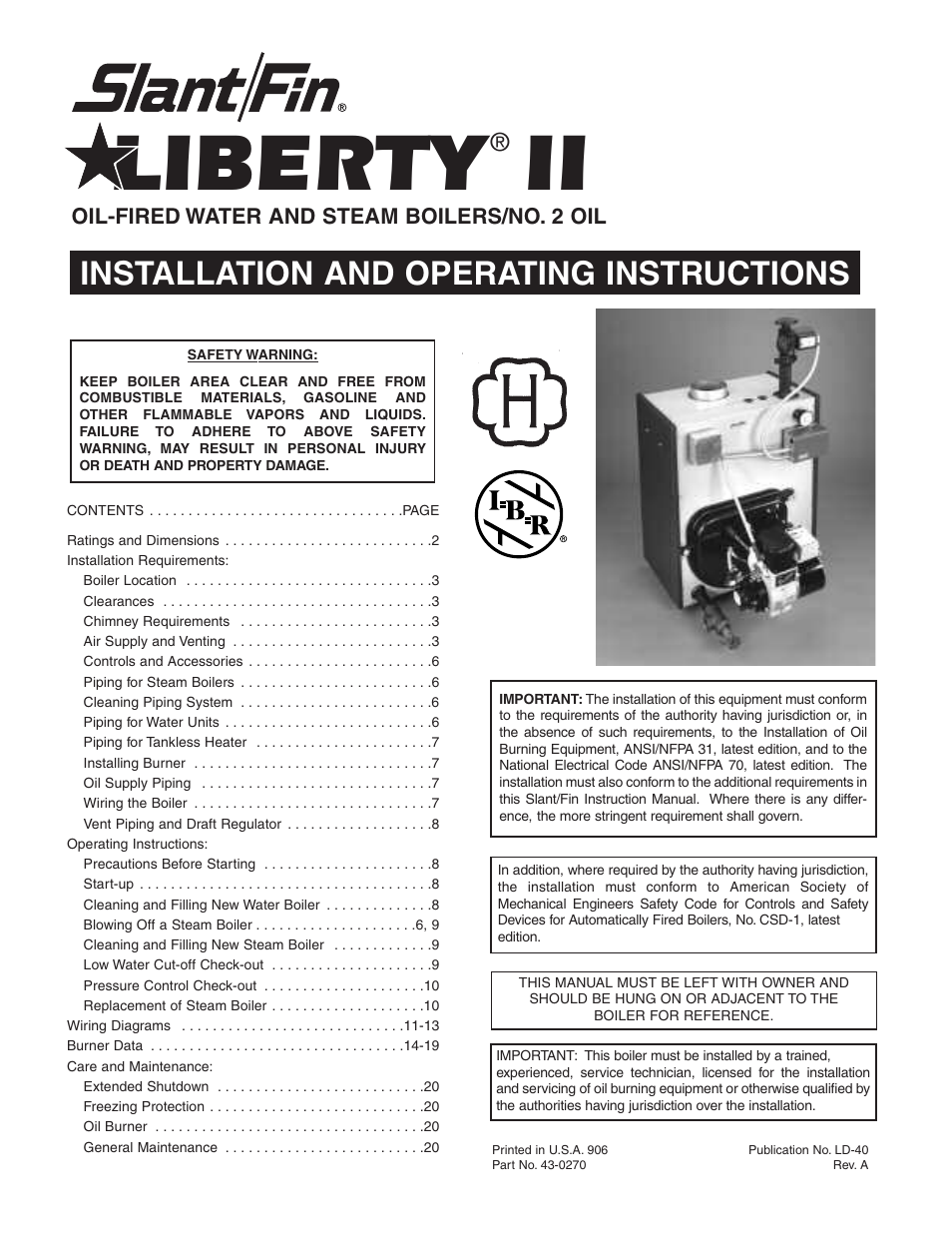 Slant/Fin BOILERS User Manual | 20 pages