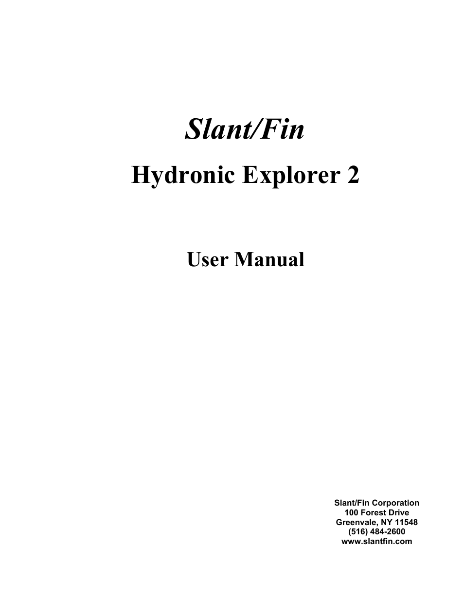 Slant/Fin Hydronic Explorer 2 User Manual | 41 pages