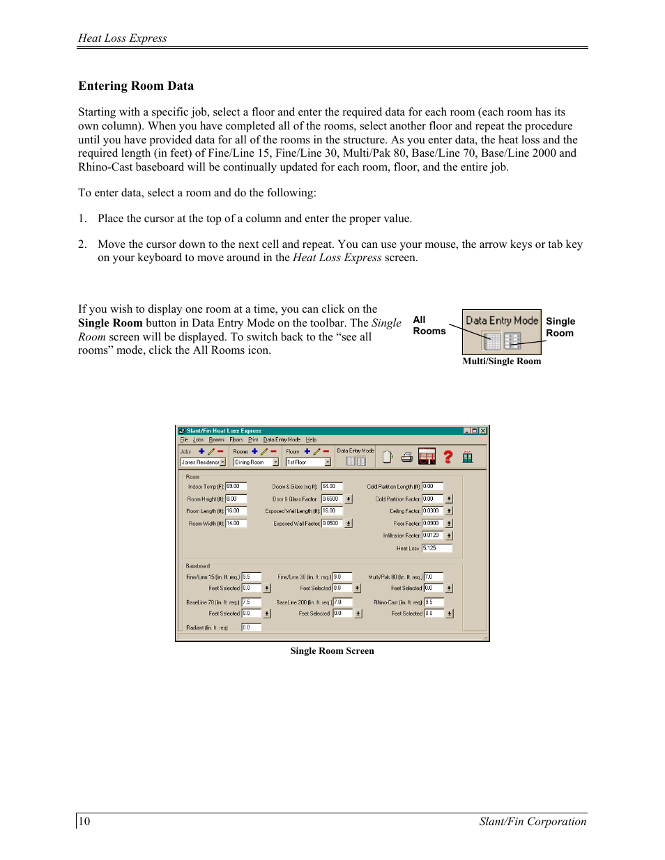 Entering room data | Slant/Fin Hydronic Explorer 2 User Manual | Page 14 / 41