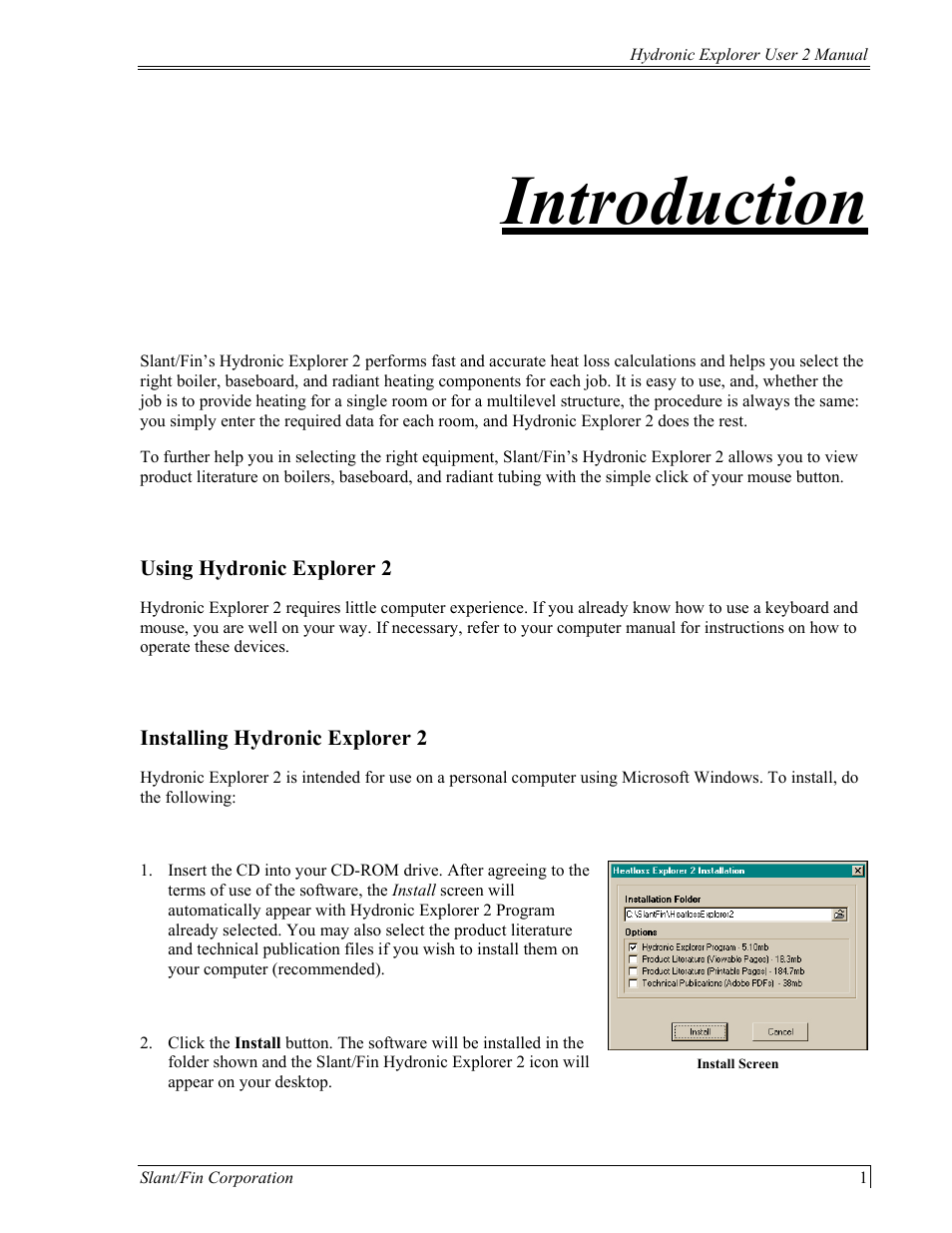Introduction, Sing, Ydronic | Xplorer, Nstalling | Slant/Fin Hydronic Explorer 2 User Manual | Page 5 / 41