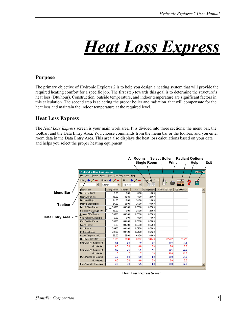 Heat loss express, Urpose, Xpress | Slant/Fin Hydronic Explorer 2 User Manual | Page 9 / 41