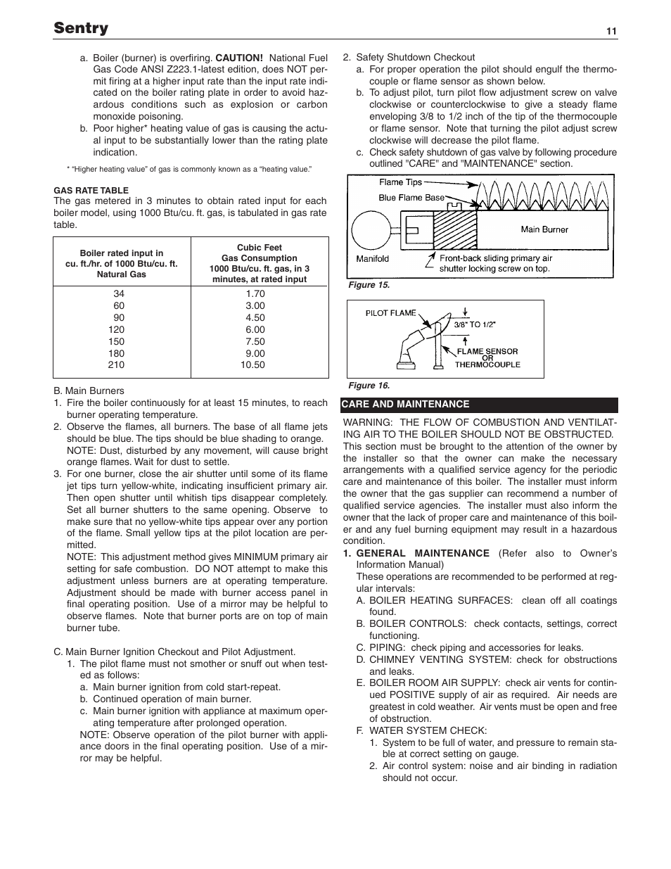 Sentry | Slant/Fin SENTRY SX-210 User Manual | Page 11 / 20