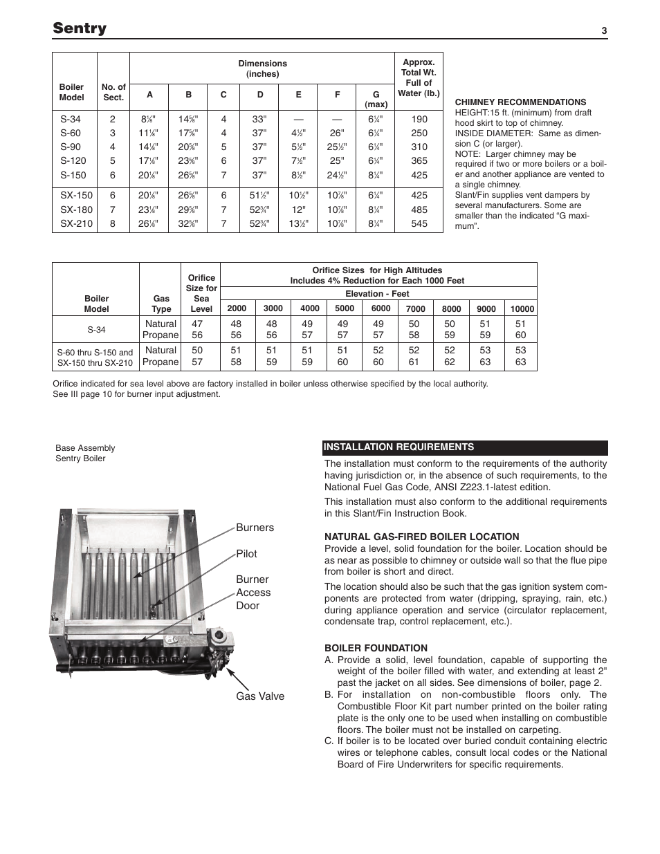 Sentry | Slant/Fin SENTRY SX-210 User Manual | Page 3 / 20