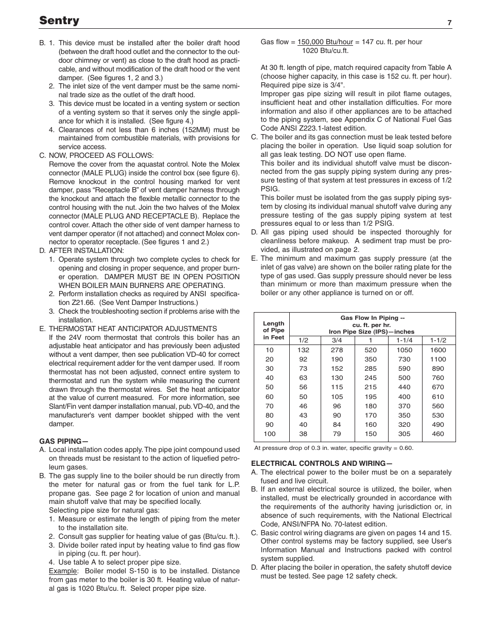 Sentry | Slant/Fin SENTRY SX-210 User Manual | Page 7 / 20