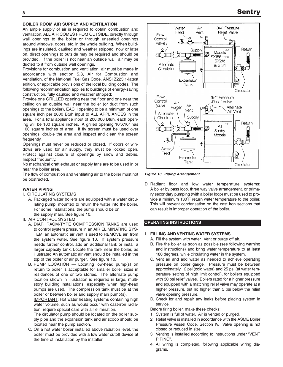 Sentry | Slant/Fin SENTRY SX-210 User Manual | Page 8 / 20