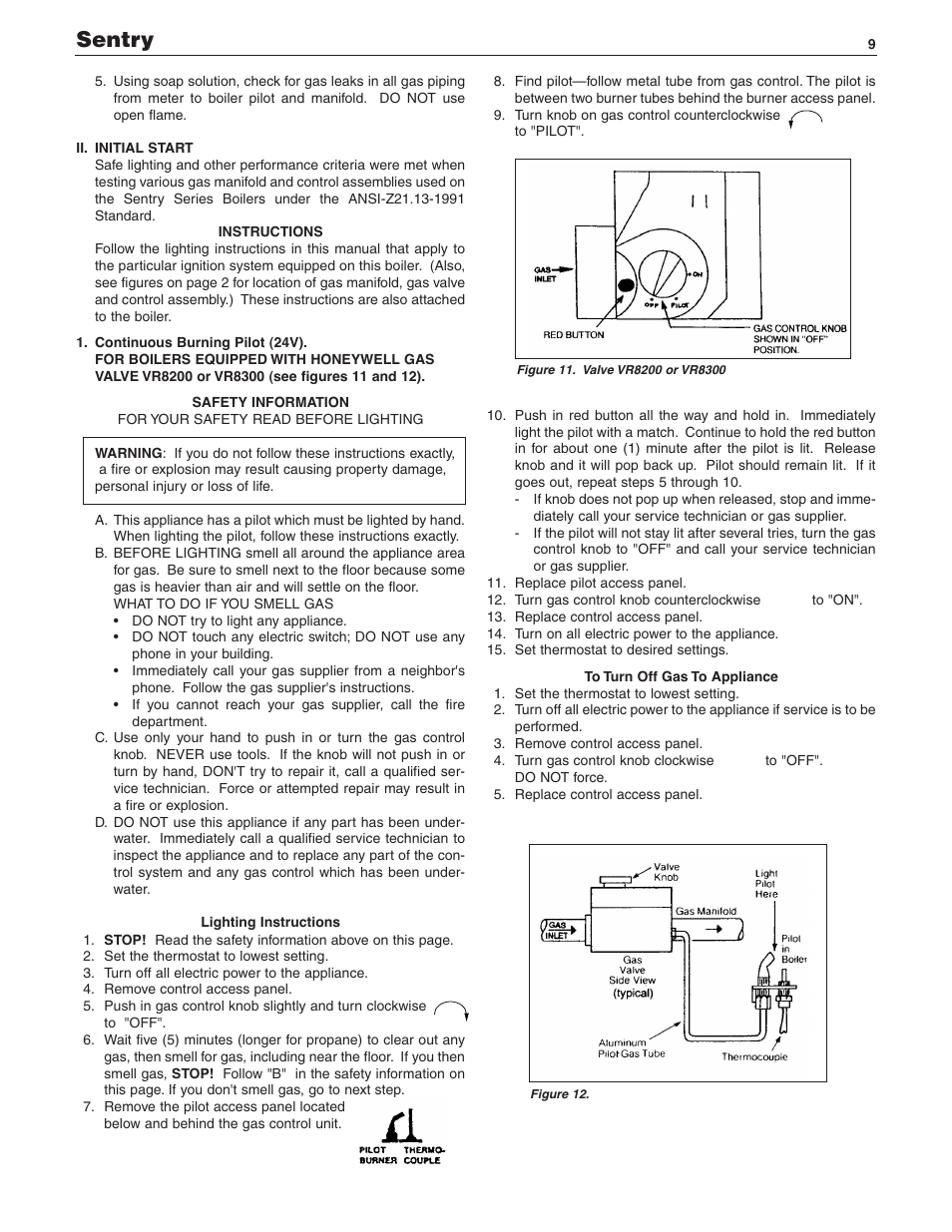 Sentry | Slant/Fin SENTRY SX-210 User Manual | Page 9 / 20