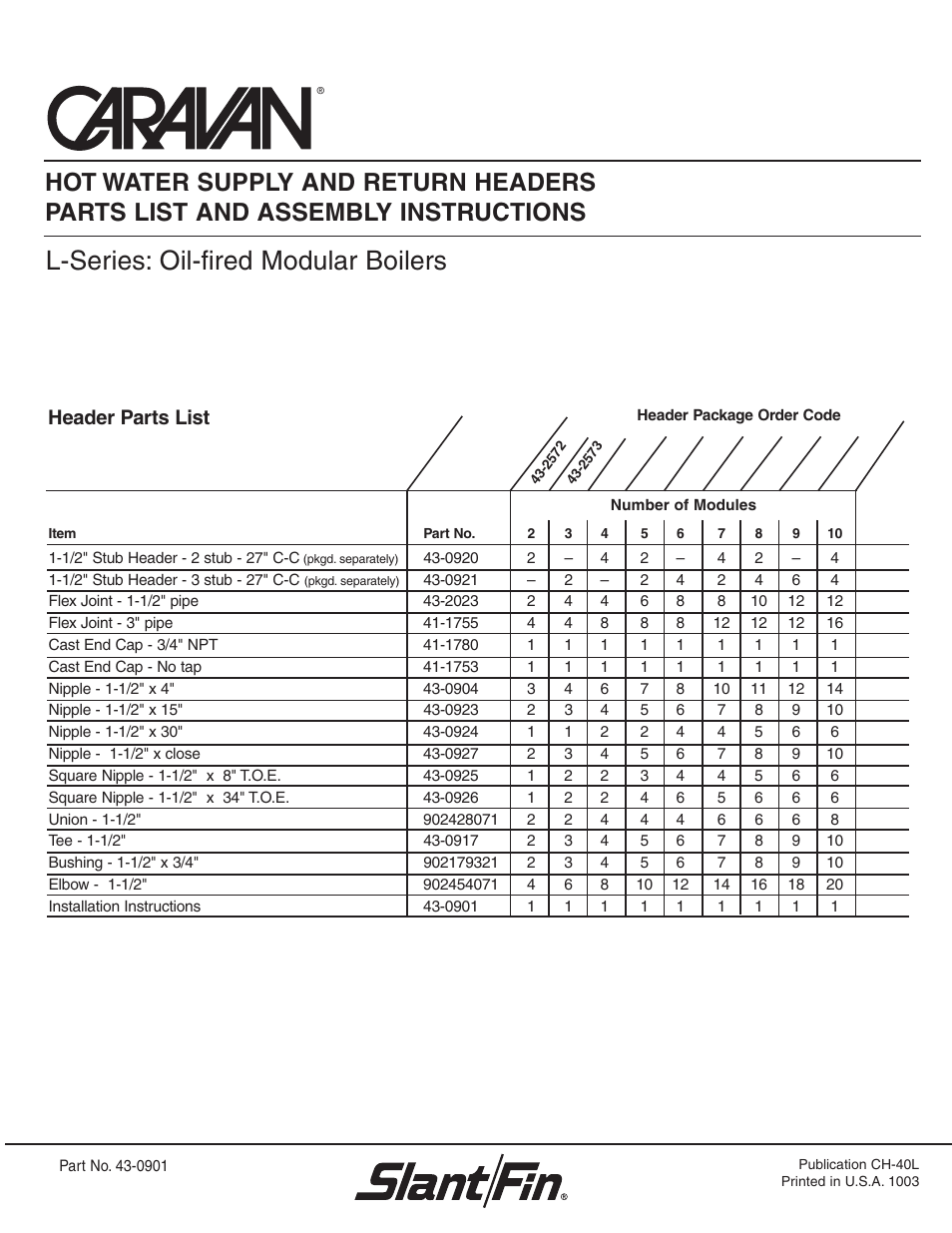 Slant/Fin Caravan L-Series User Manual | 4 pages