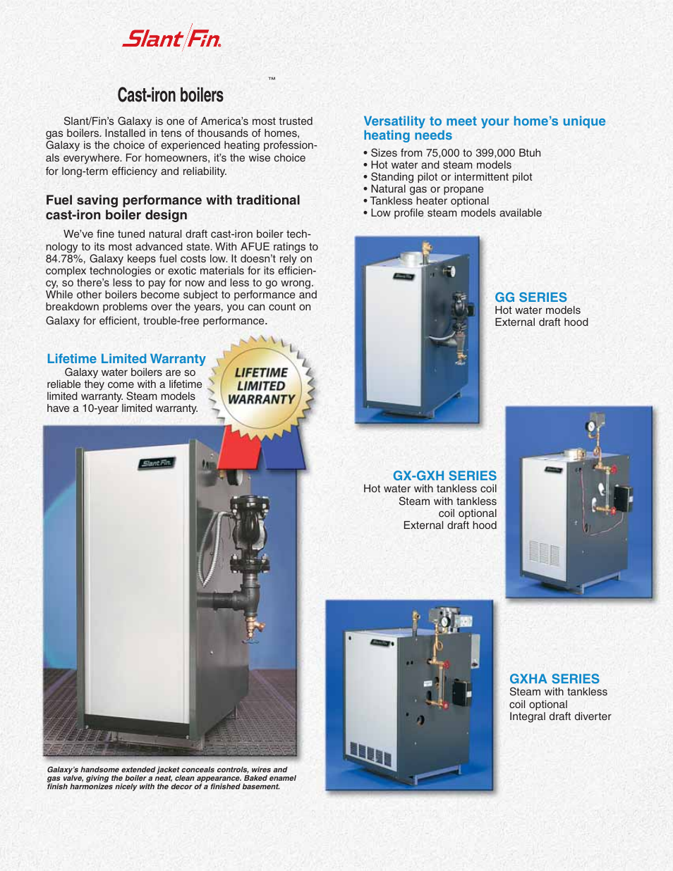 Alax, Cast-iron boilers | Slant/Fin GALAXYTM GG Series User Manual | Page 2 / 8