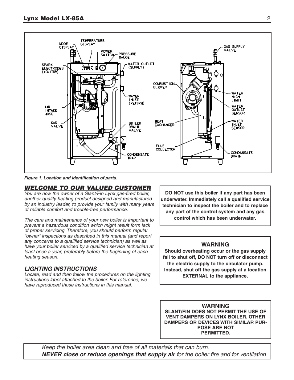 Slant/Fin Lynx LX-85A User Manual | Page 2 / 12