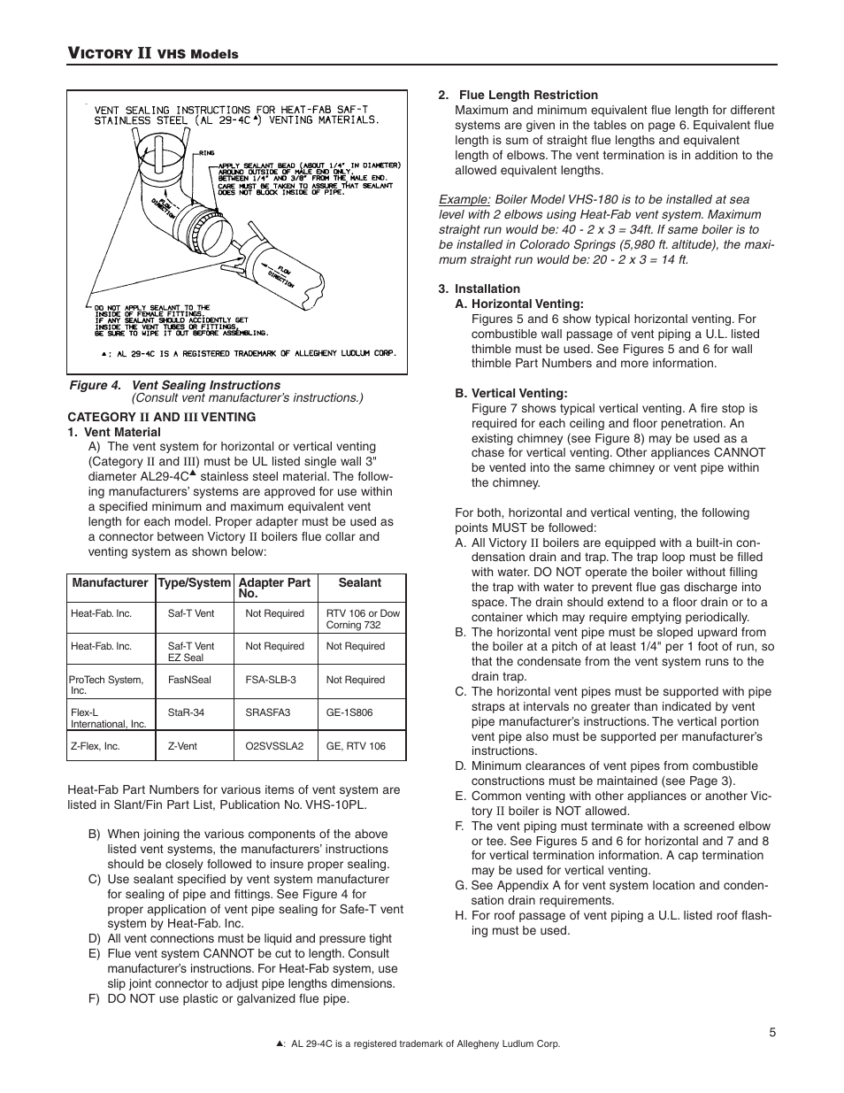 Slant/Fin VHS-180 User Manual | Page 5 / 27