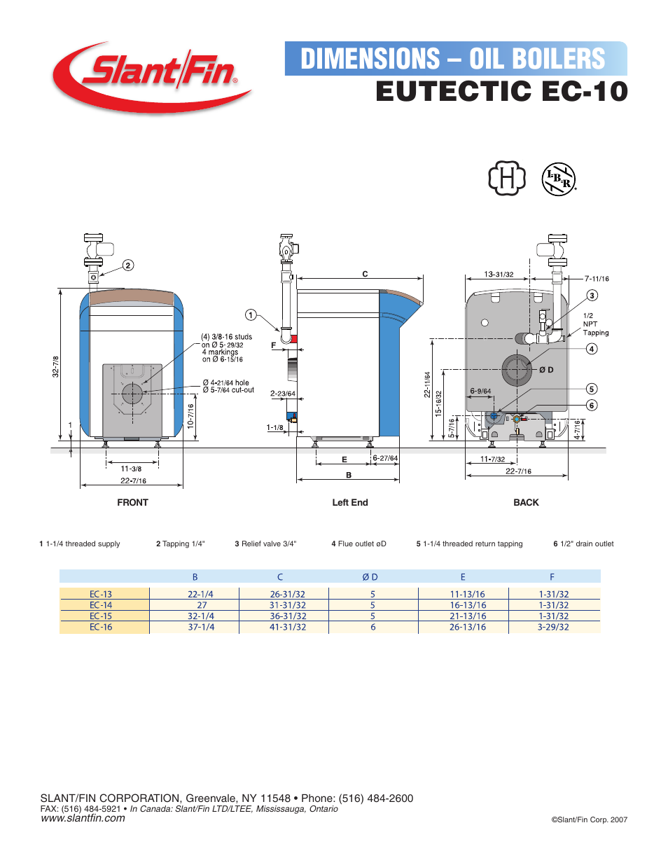 Slant/Fin Eutectic EC10) User Manual | 1 page