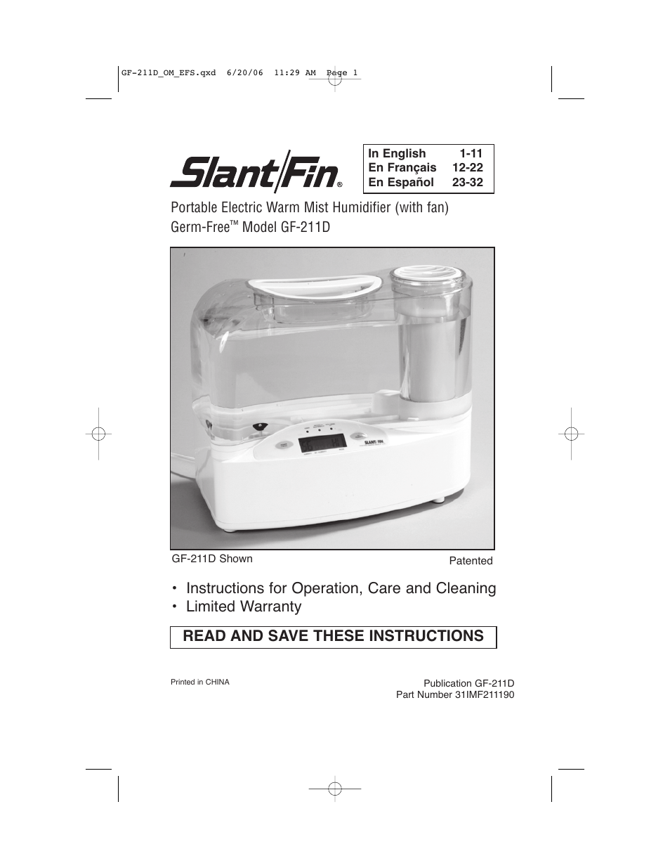 Slant/Fin GF-211D User Manual | 10 pages