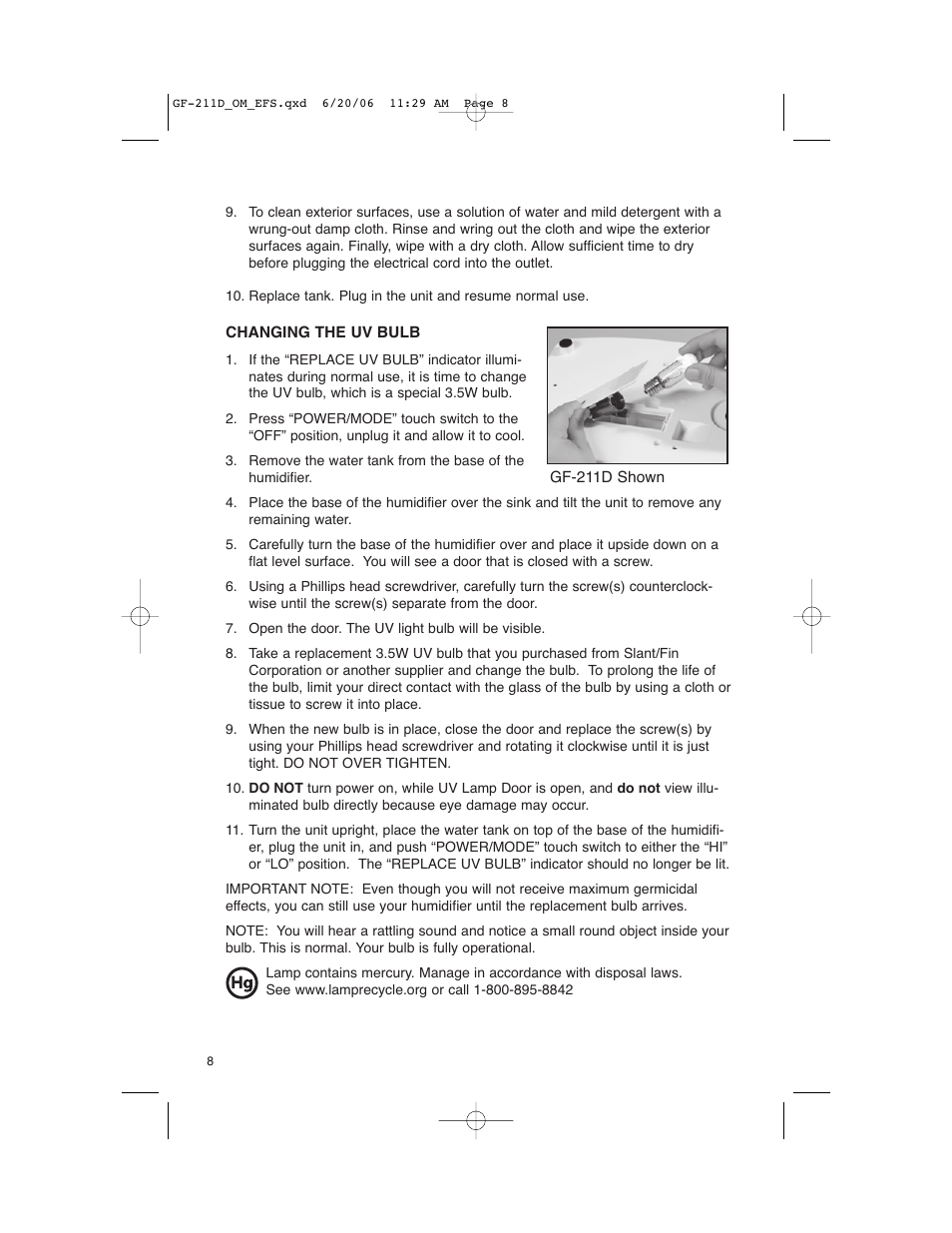 Slant/Fin GF-211D User Manual | Page 8 / 10