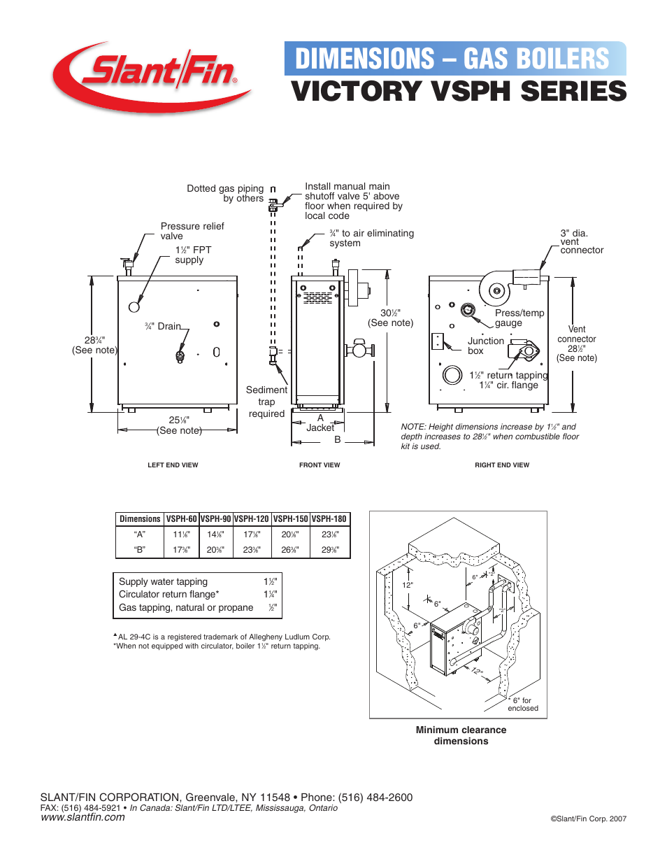 Slant/Fin Victory VSPH series User Manual | 1 page