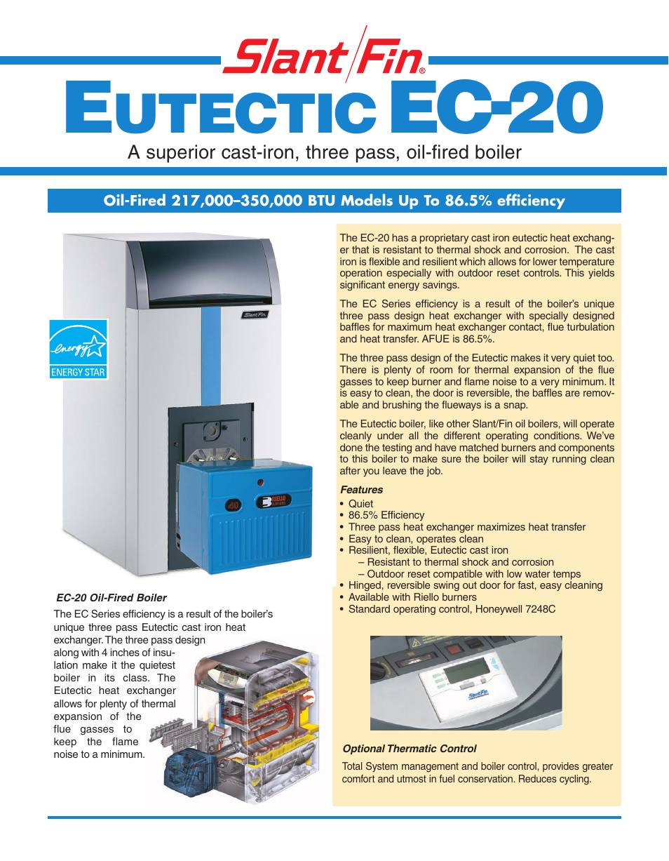 Slant/Fin Eutectic EC20 User Manual | 2 pages