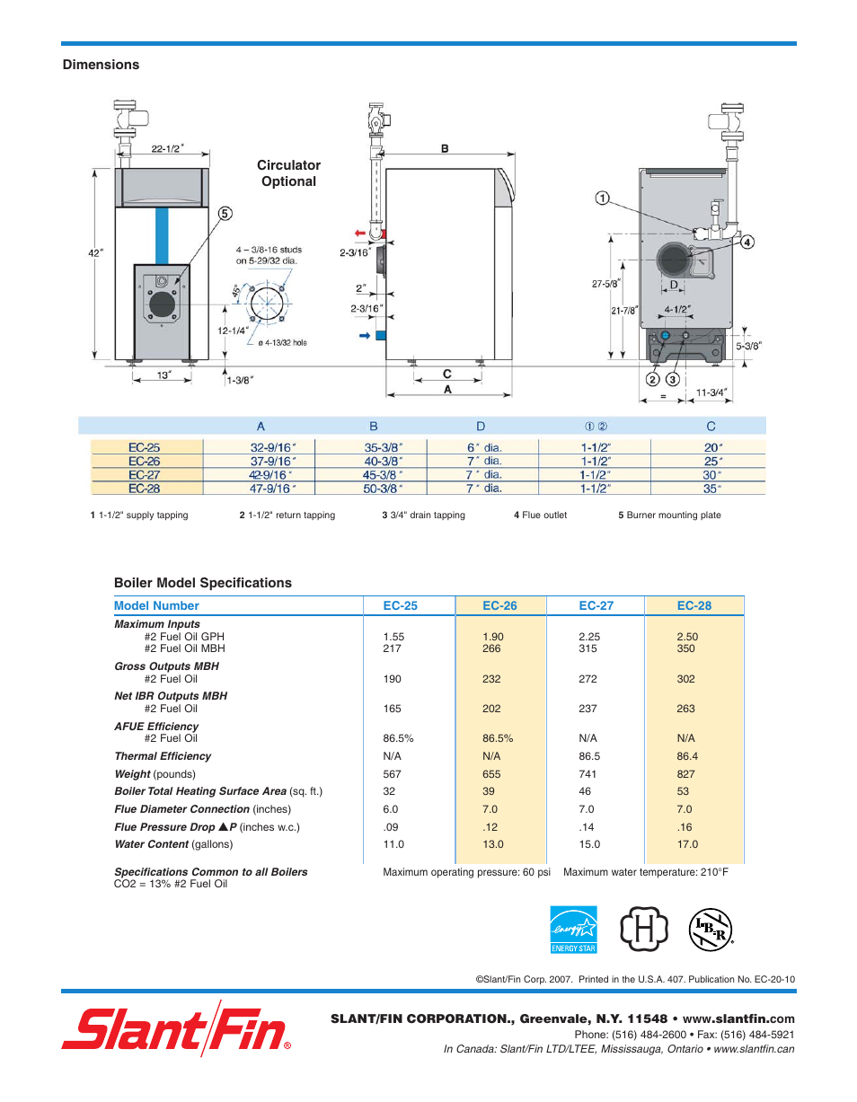 Slant/Fin Eutectic EC20 User Manual | Page 2 / 2