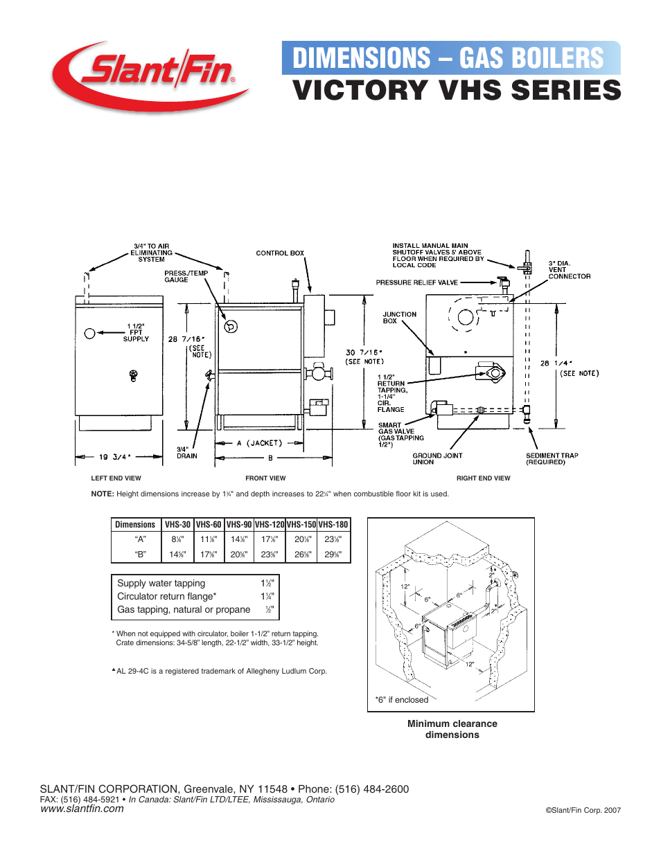 Slant/Fin VICTORY VHS SERIES User Manual | 1 page