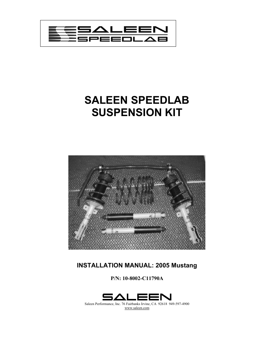 Saleen 10-8002-C11790A User Manual | 20 pages