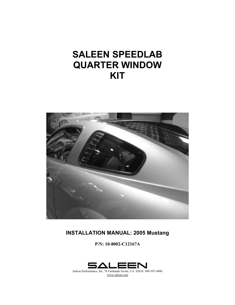 Saleen 10-8002-C12167A User Manual | 6 pages