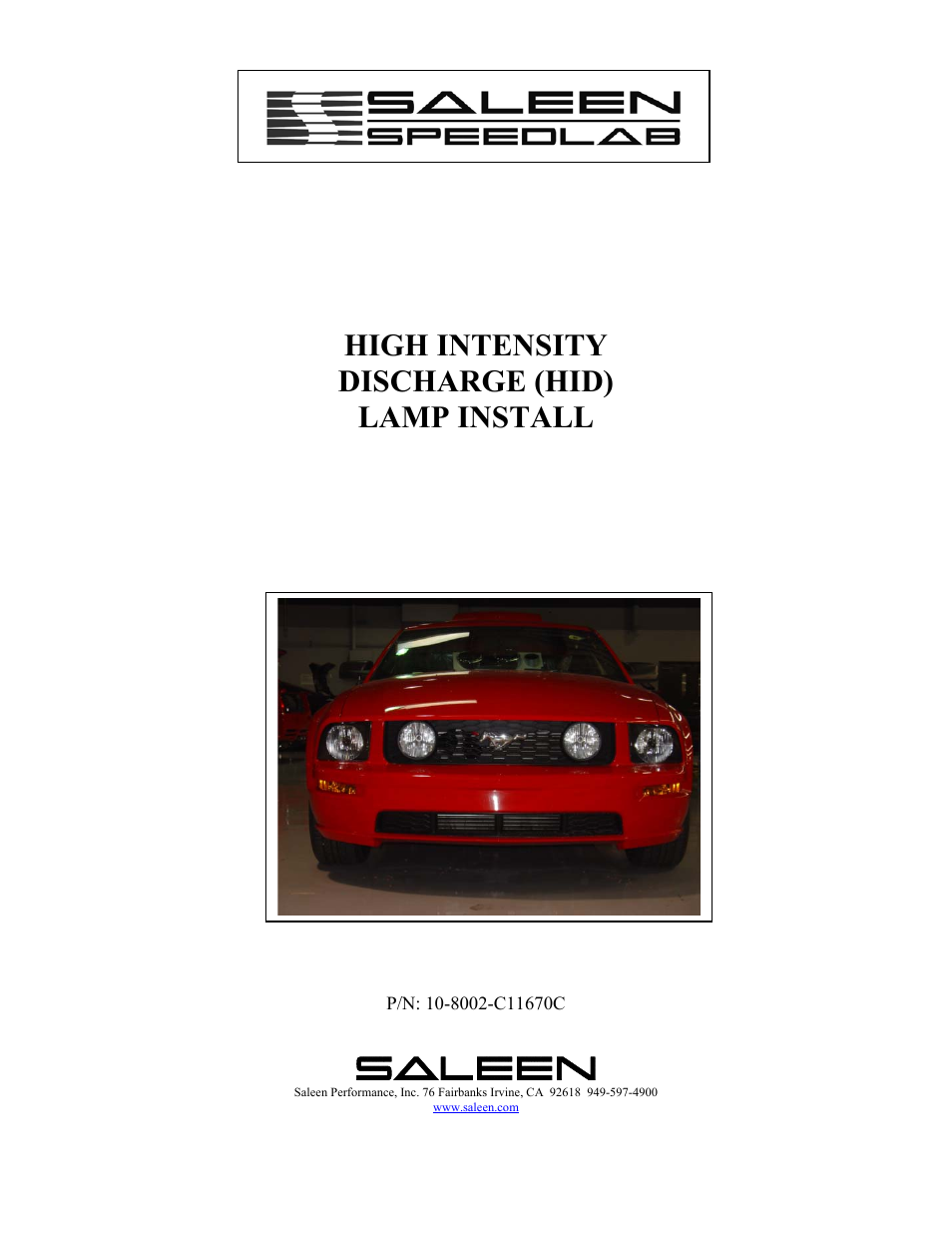 Saleen 10-8002-C11670C User Manual | 17 pages