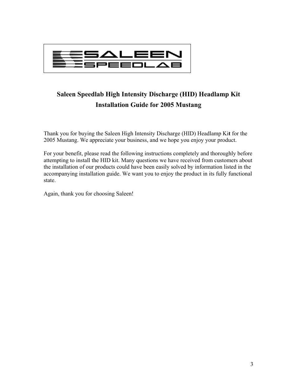 Saleen 10-8002-C11670C User Manual | Page 3 / 17