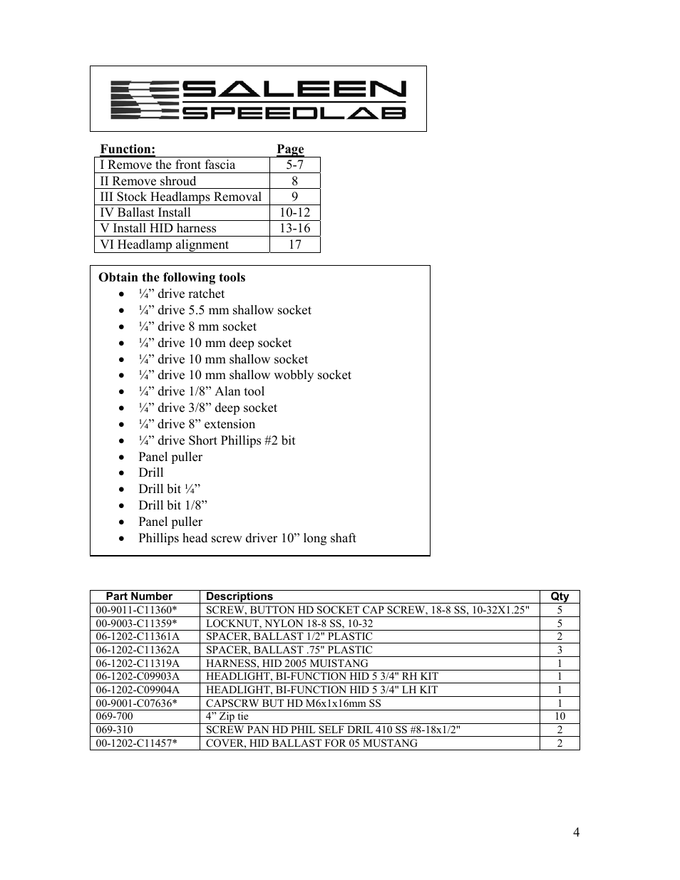 Saleen 10-8002-C11670C User Manual | Page 4 / 17