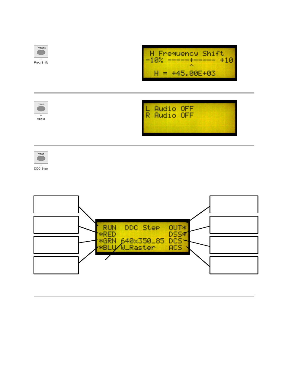Freq shift, audio, and ddc step sub-menus | Sencore VP300 User Manual | Page 20 / 31
