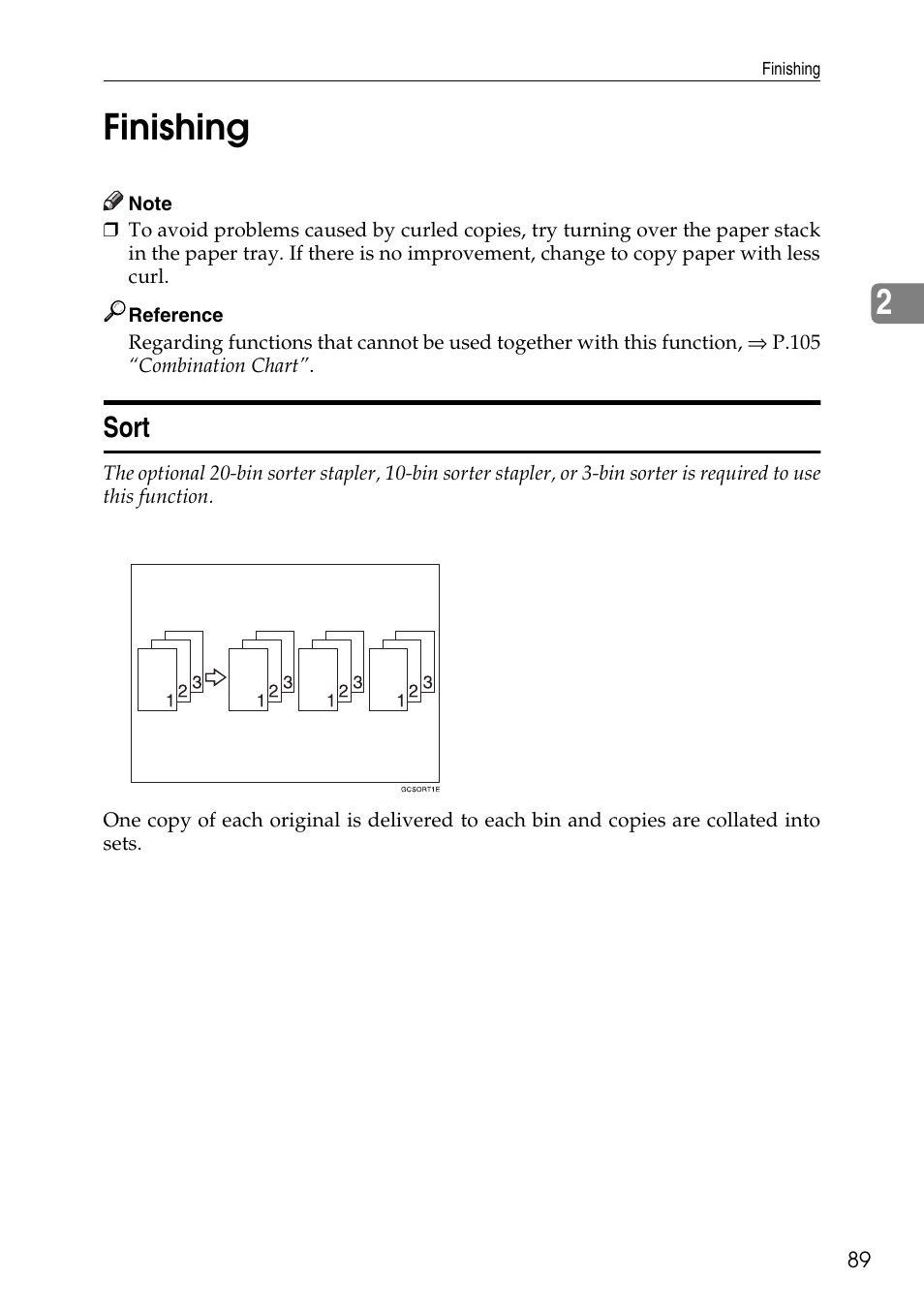 2finishing, Sort | Savin C4535 User Manual | Page 100 / 107