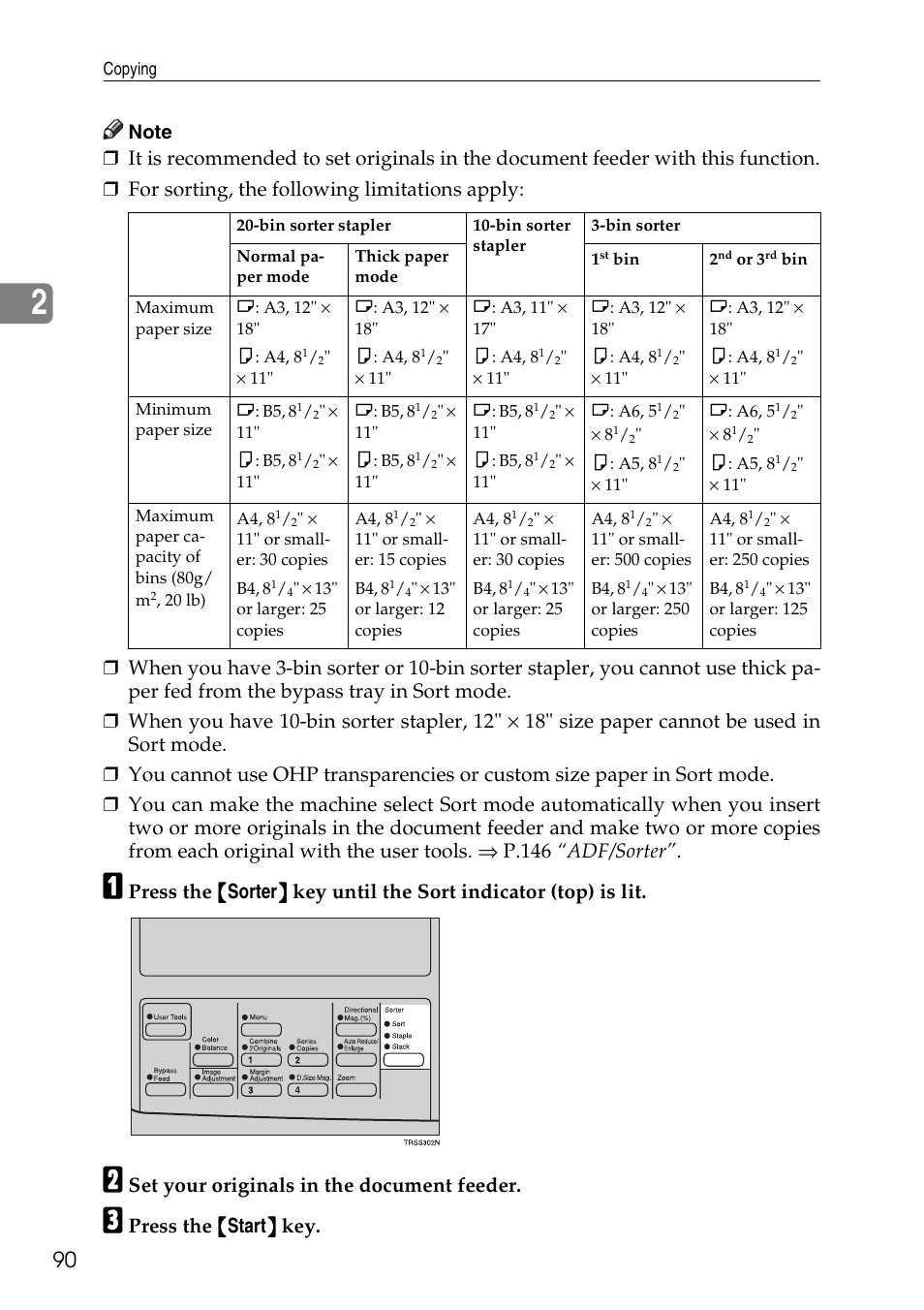 Set your originals in the document feeder, Press the {{{{ start }}}} key | Savin C4535 User Manual | Page 101 / 107