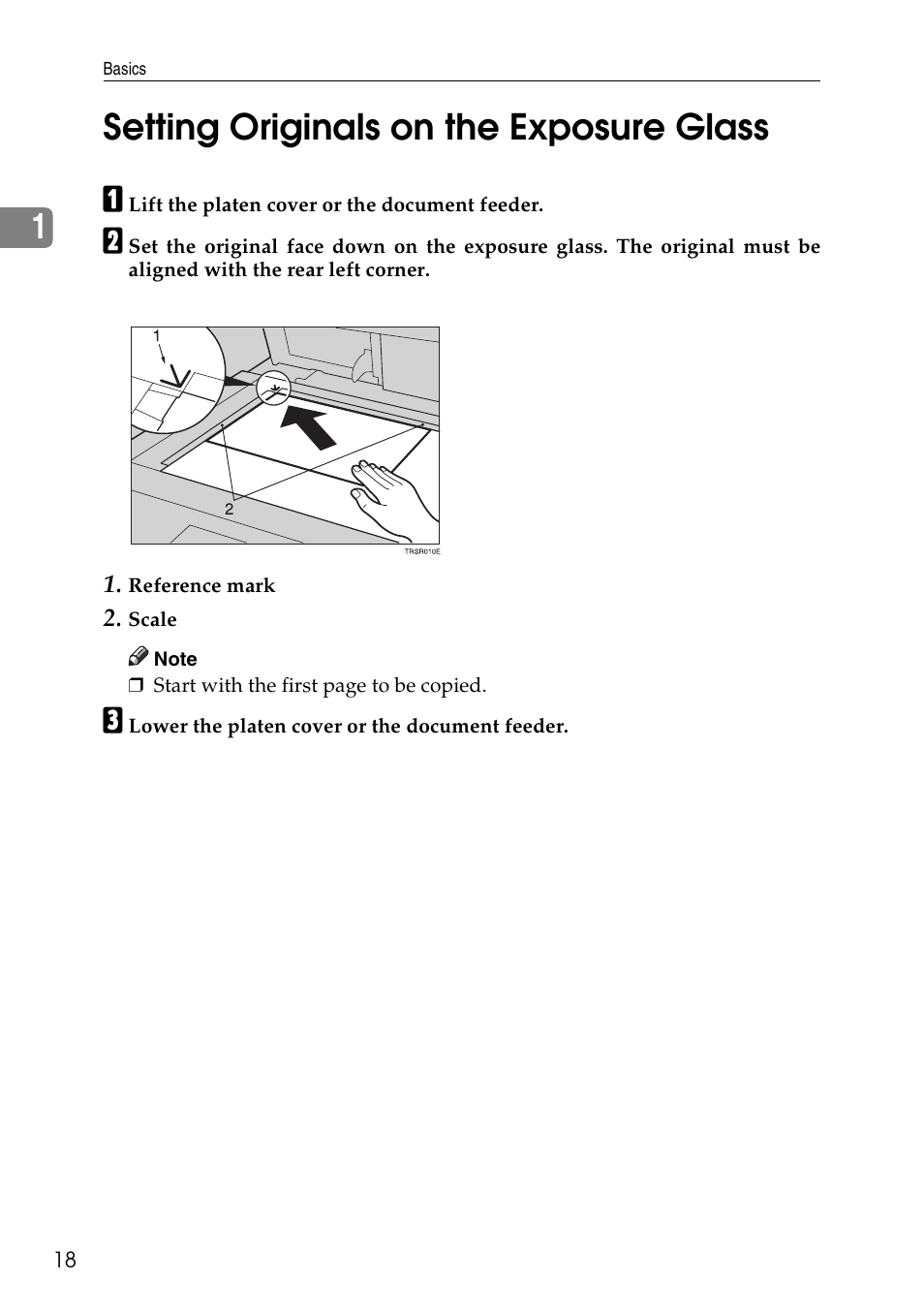 1setting originals on the exposure glass | Savin C4535 User Manual | Page 29 / 107