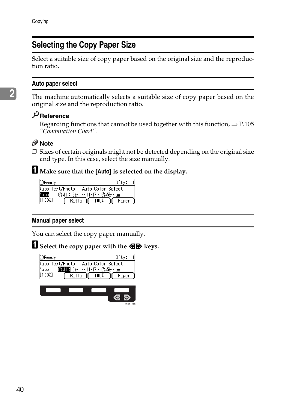 Selecting the copy paper size | Savin C4535 User Manual | Page 51 / 107