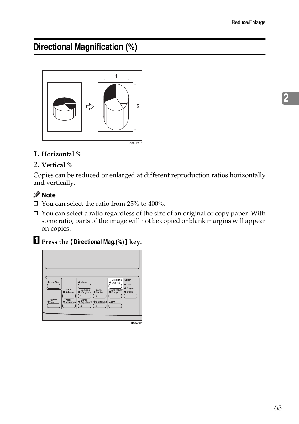 Directional magnification (%) | Savin C4535 User Manual | Page 74 / 107