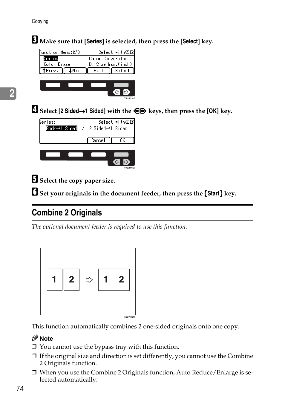 Combine 2 originals | Savin C4535 User Manual | Page 85 / 107